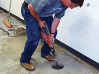 Coring the concrete of a concrete slab floor in Zanesville