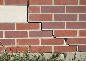 a foundation wall crack on a Waverly home.