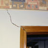 A large settlement crack on interior drywall in a Lewis Center home.