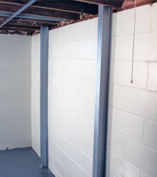 A PowerBrace™ i-beam foundation wall repair system in Columbus