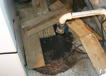 An ugly, clogged sump pump system in Reynoldsburg, Ohio