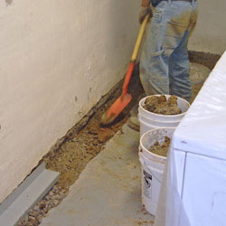 Digging a trench for a French Drain system in Columbus