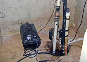 Pedestal sump pump system installed in a home in Lewis Center