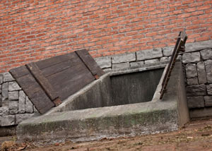 An open hatchway door in Pataskala that's flooded.