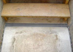 Our grated drain system installed on a leaking basement staircase in Circleville.