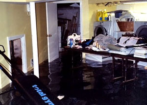 A laundry room flood in Athens, with several feet of water flooded in.