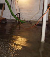 Several feet of floodwaters in a Lucasville basement