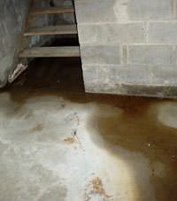 Flooding floor cracks by a hatchway door in Powell