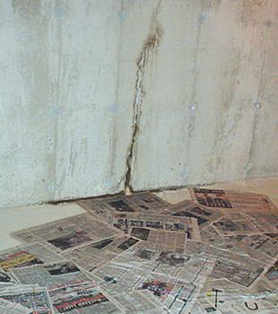 Leaking wall crack